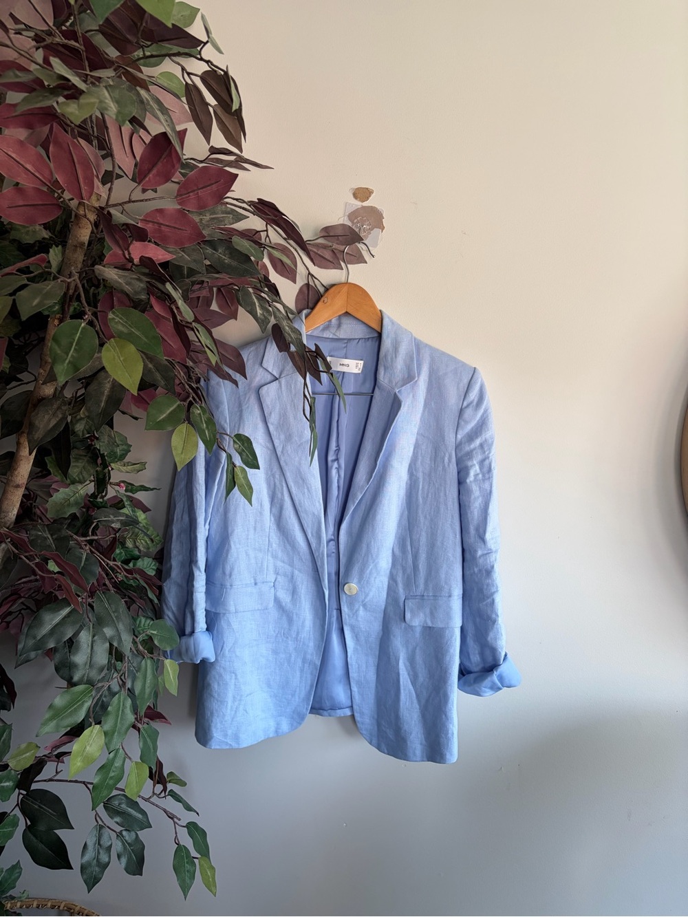 Mango Pale Blue linen Jacket